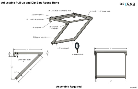 Adjustable Pull-Up and Dip Bar