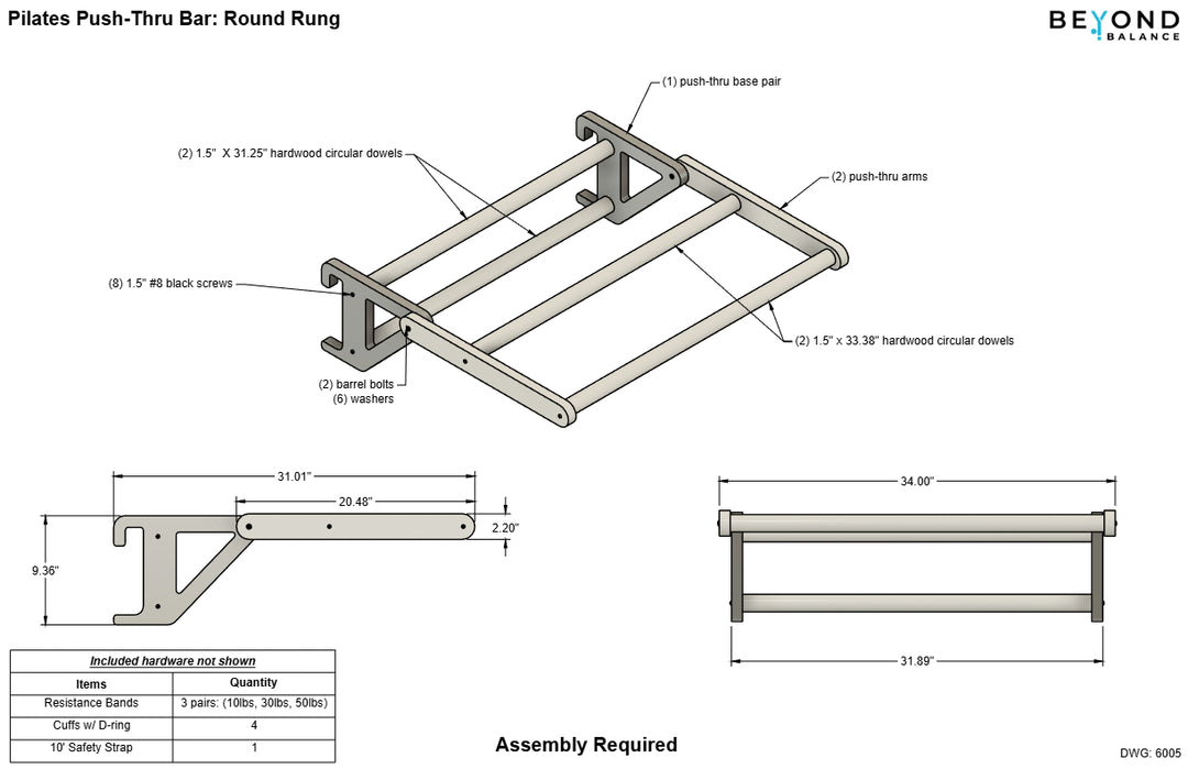 Push-Thru Bar for Pilates