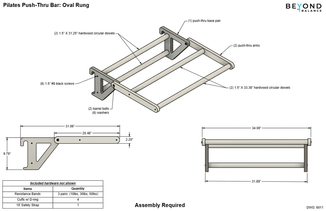Push-Thru Bar for Pilates