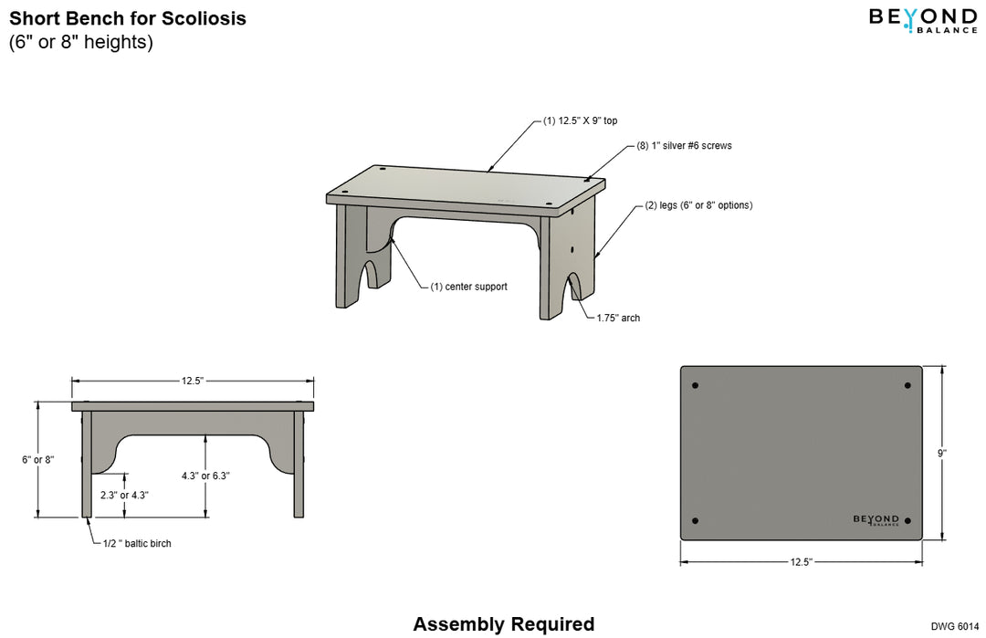 Wood Bench for Scoliosis and Kyphosis Therapy