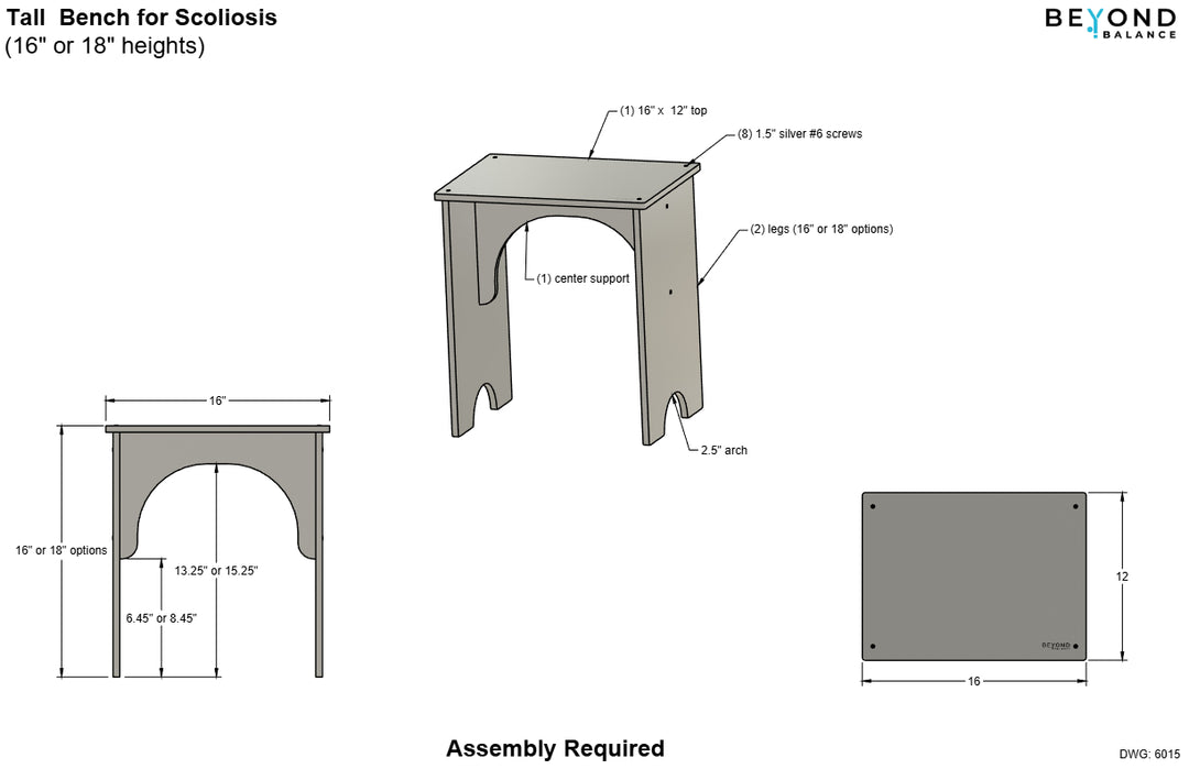 Wood Bench for Scoliosis and Kyphosis Therapy