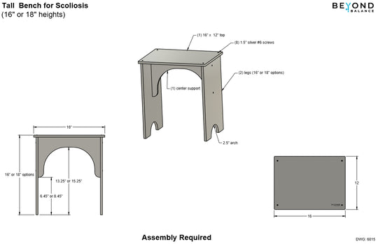 Wood Bench for Scoliosis and Kyphosis Therapy