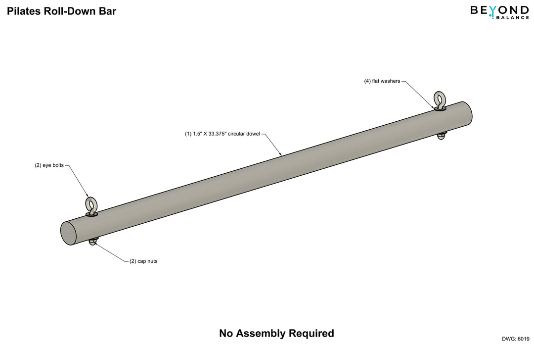 Pilates Roll-Down Bar Accessory for Stall Bars