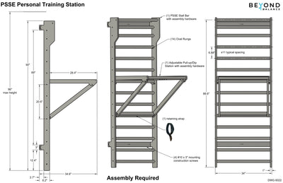 Personal Training Stations: Wood Swedish Ladder Stall Bars and Pull-Up Dip Bar