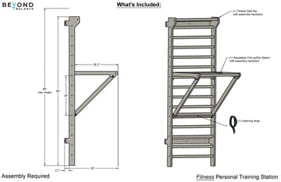 Personal Training Stations: Wood Swedish Ladder Stall Bars and Pull-Up Dip Bar